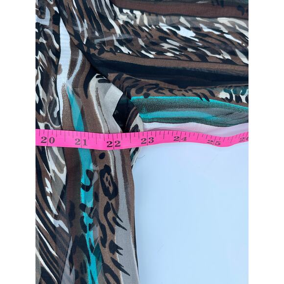 Chico’s Leopard Print Stripe Sheer Open Front Waterfal Cardigan Size XL/16 - Picture 6 of 6